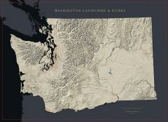 Washington - Landforms and Rivers Map