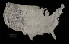 The United States Landforms and Drainage Lithograph