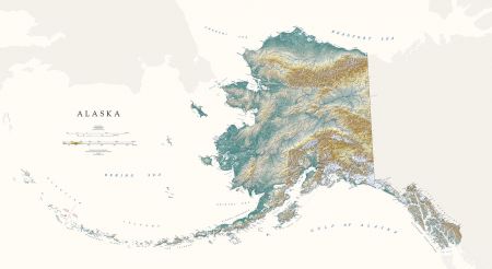 Elevation Map Of Alaska Alaska Elevation Tints Map | Fine Art Print Map