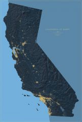 California at Night Fine Art Print Map