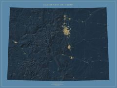 Colorado at Night Fine Art Print Map