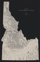 Idaho - Landforms and Rivers Fine Art Print  Map