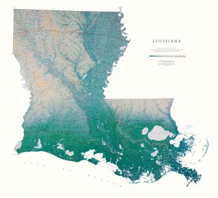 Detailed Louisiana Map - LA Terrain Map
