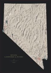 Nevada - Landforms and Rivers Fine Art Print Map