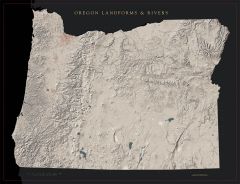 Oregon Landforms and Rivers Fine Art Print Map