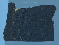 Oregon at Night Fine Art Print Map