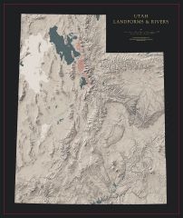 Utah  Landforms and Rivers Fine Art Print Map