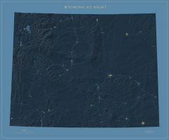 Wyoming at Night Fine Art Print Map