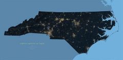North Carolina at Night Fine Art Print Map